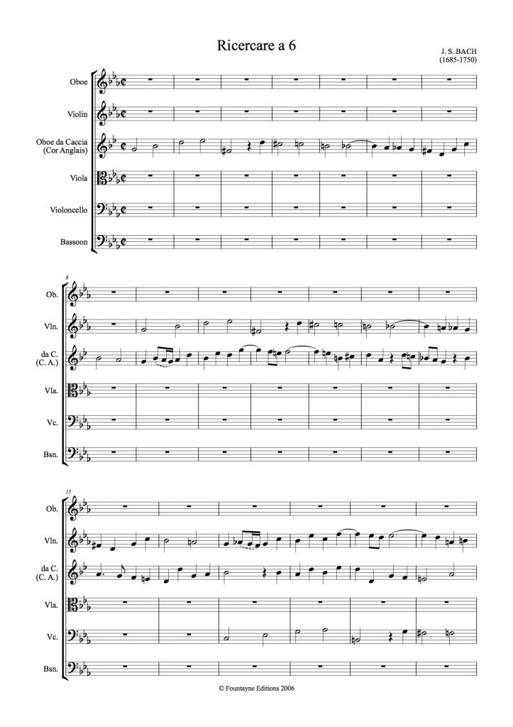 Bach Ricercare for oboe, violin, oboe da caccia (cor anglais), viola