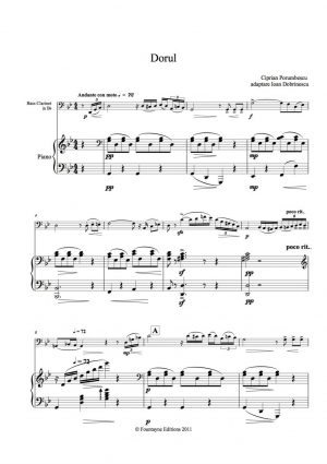 Porumbescu: Dorul for bass clarinet and piano