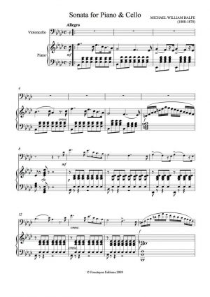 Balfe: Sonata for cello and piano