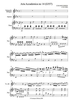 Boccherini: Aria Academica no. 14 for voice, cello obligato and piano