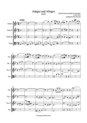 Mozart: Adagio and Allegro K594 for 3 violins and viola
